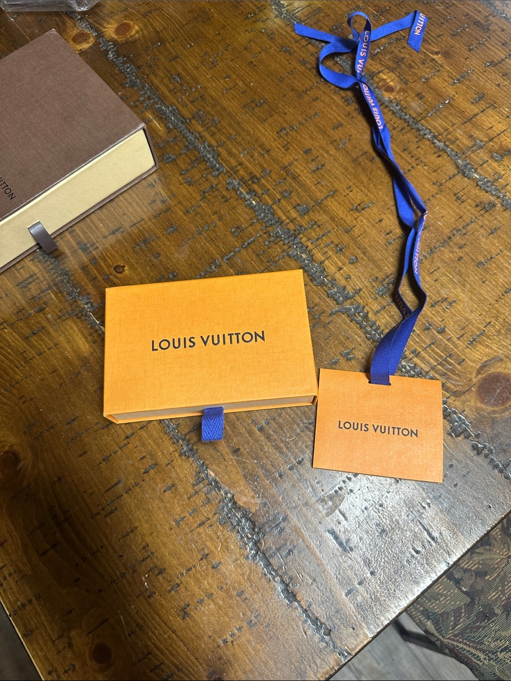 Louis Vuitton Orange Box with Blue Ribboned Tag